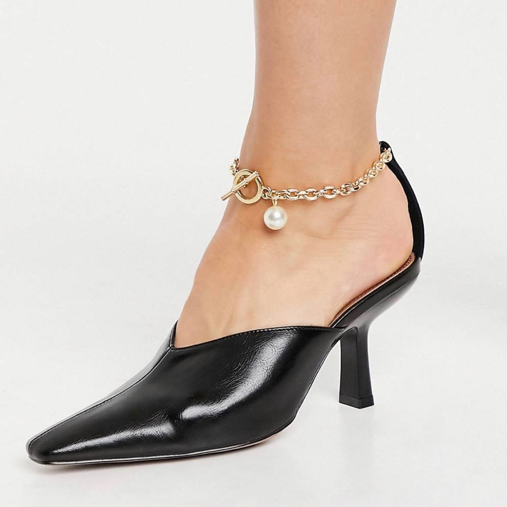 ASOS DESIGN “Seren” Ankle Chain Mid Pump | size US 8 • UK 6